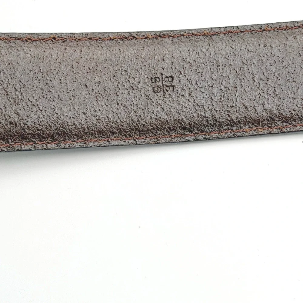 Fossil Brown‎ Croc Embossed Leather Belt Size 38 Silver Enraved Westerncore